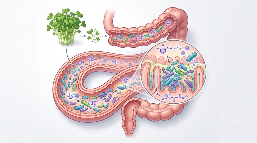 A microbiota intestinal pode influenciar a ativação do sulforafano e a resposta glicêmica.