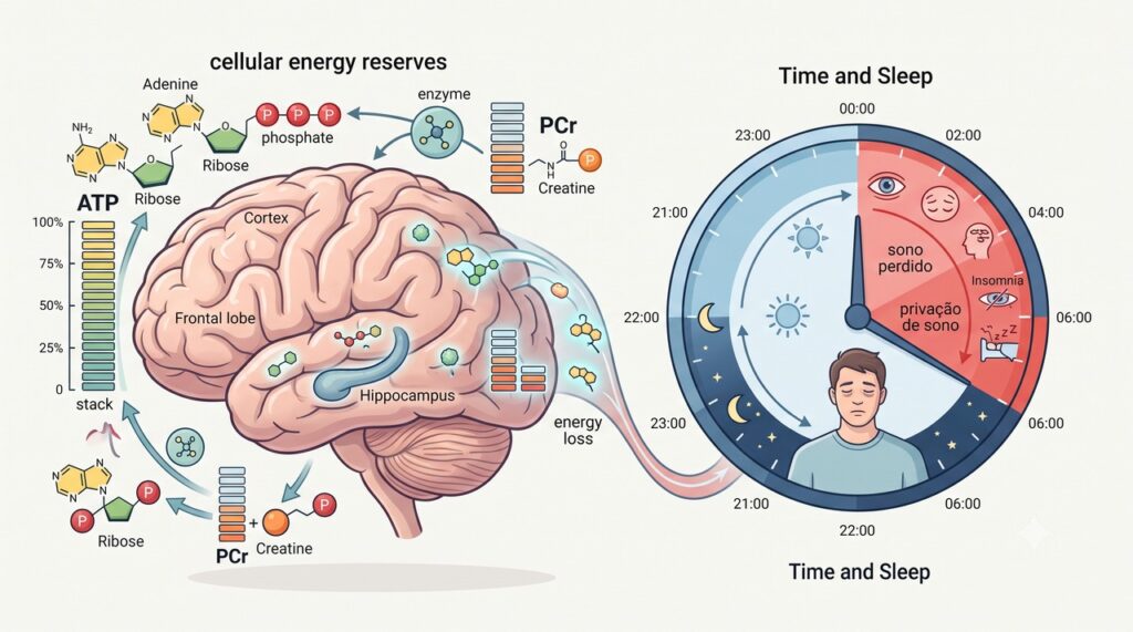 A creatina participa do sistema de energia cerebral estudado durante períodos de privação de sono.