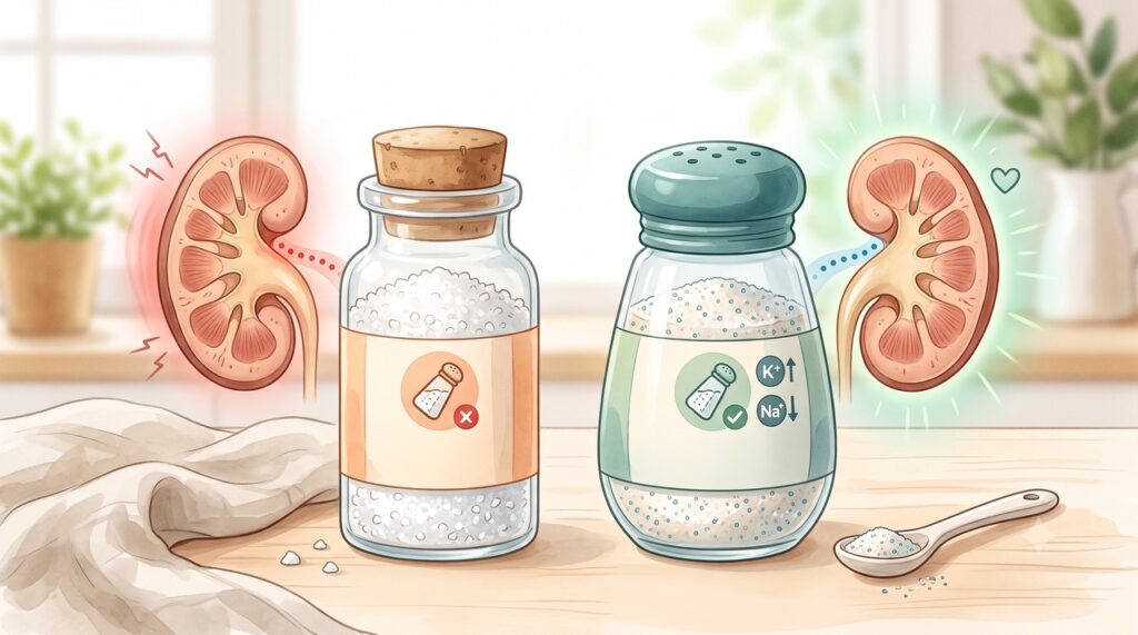 Substitutos do sal contêm potássio e exigem cuidado em pessoas com função renal reduzida.