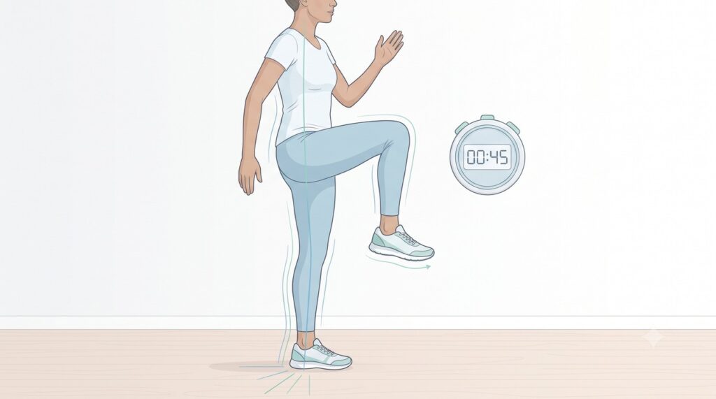 O teste unipodal ajuda a observar mudanças na estabilidade e no controle neuromuscular.