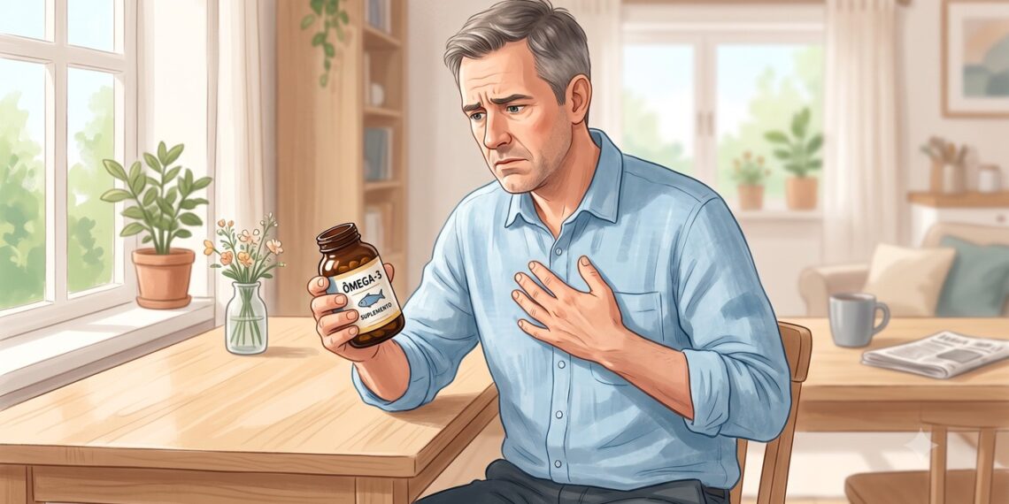 Suplementos de ômega-3, especialmente em doses altas, podem aumentar o risco de fibrilação atrial.