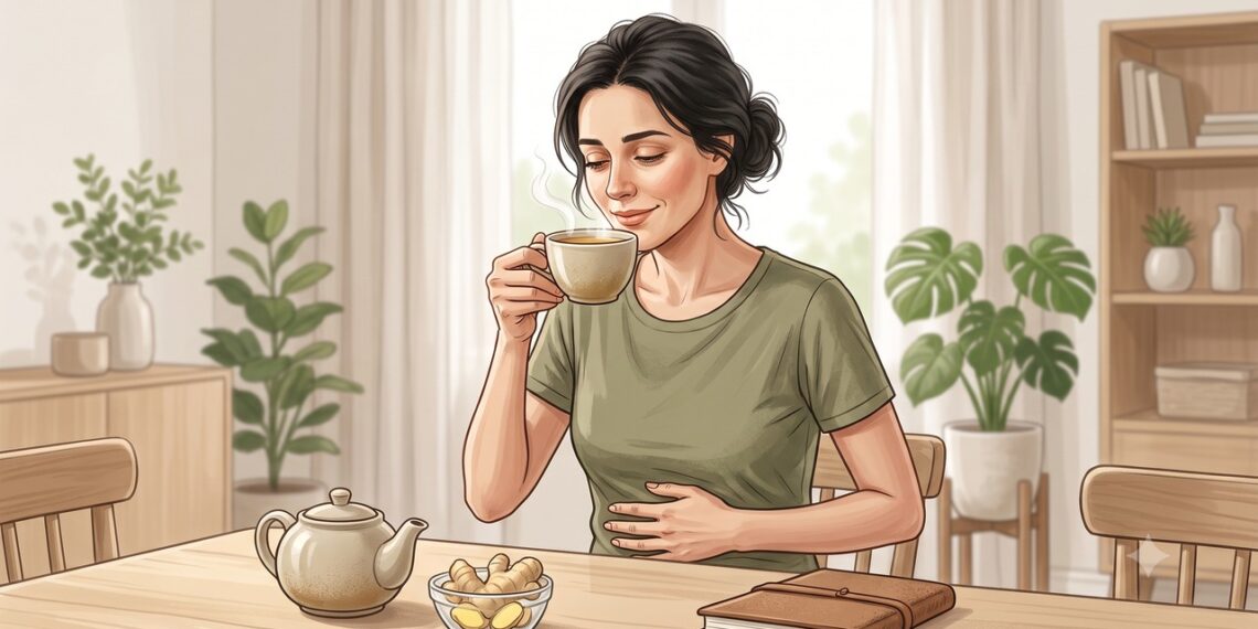 O gengibre pode ajudar a aliviar náusea, estômago pesado e desconfortos digestivos leves.