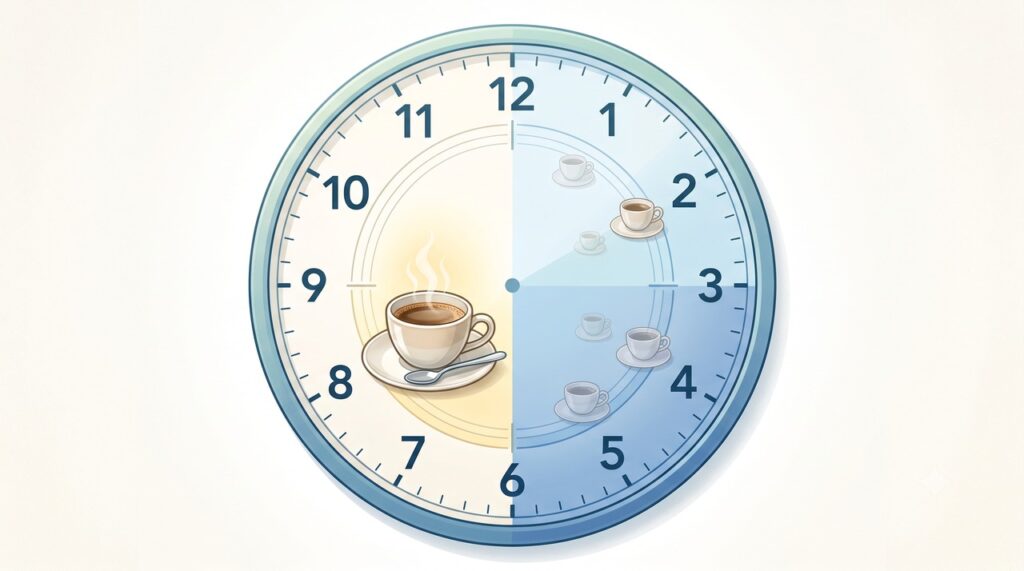 O estudo comparou o consumo matinal de café com o consumo distribuído ao longo do dia.