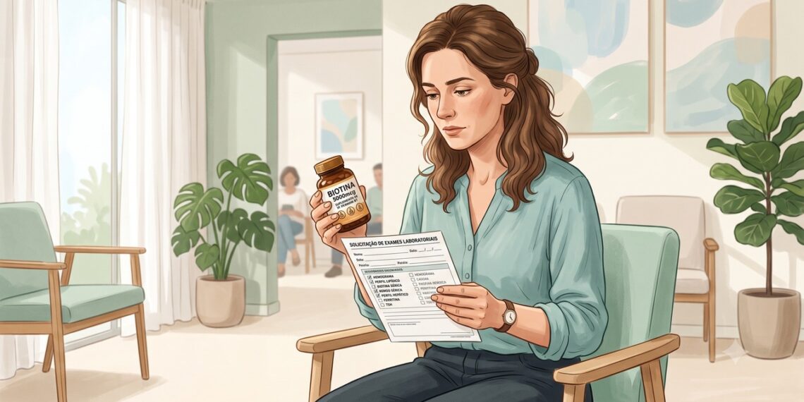 Quem usa biotina deve informar o médico e o laboratório antes de fazer exames de sangue.
