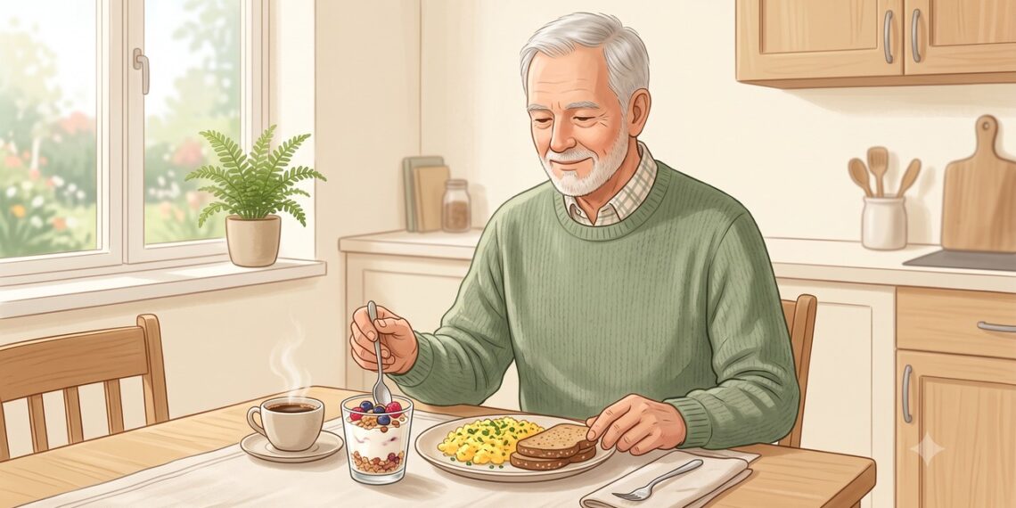 Incluir proteína no café da manhã pode ajudar a preservar a massa muscular após os 60 anos.