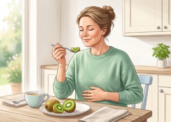 Dois kiwis verdes por dia podem favorecer as evacuações e melhorar o conforto abdominal.