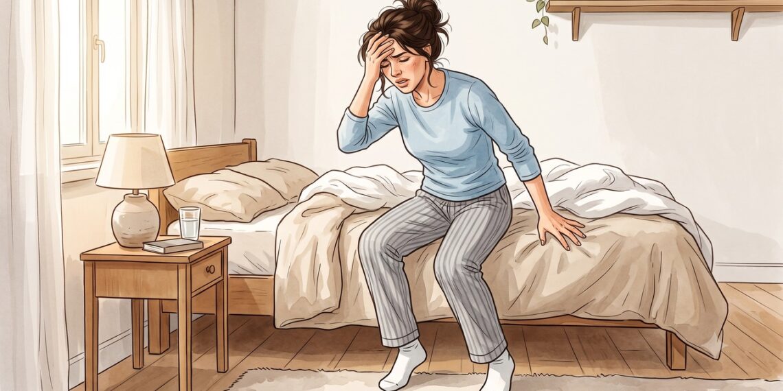 A tontura ao sair da cama pode surgir quando a pressão demora a se ajustar à posição em pé.