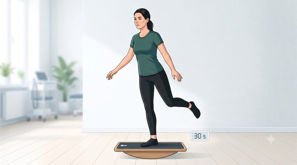 O teste unilateral avalia por quanto tempo a postura pode ser mantida com segurança.