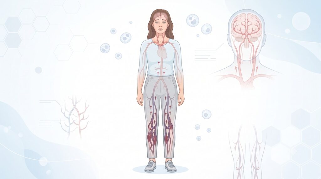 O sangue pode se acumular nas pernas por instantes, reduzindo temporariamente o fluxo para o cérebro.
