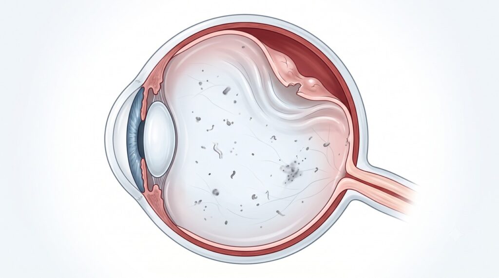 O descolamento de retina pode provocar perda de campo visual e alterações repentinas na visão.
