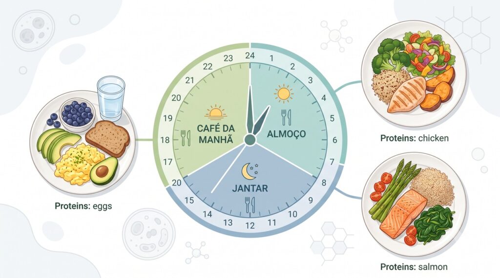 Distribuir a proteína entre as refeições pode oferecer estímulos mais regulares aos músculos.