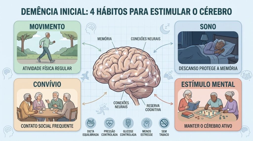 Como estimular o cérebro naturalmente para aliviar a lentidão de raciocínio e a perda de memória da demência inicial