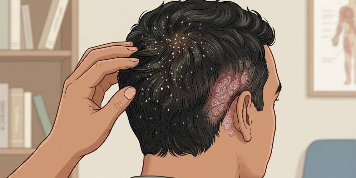 Descamação que ultrapassa a linha do cabelo pode ajudar a diferenciar psoríase de caspa comum