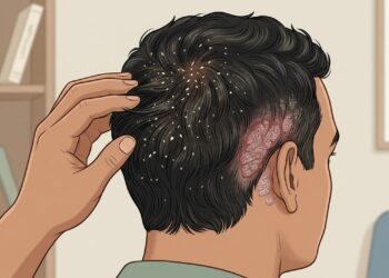 Descamação que ultrapassa a linha do cabelo pode ajudar a diferenciar psoríase de caspa comum