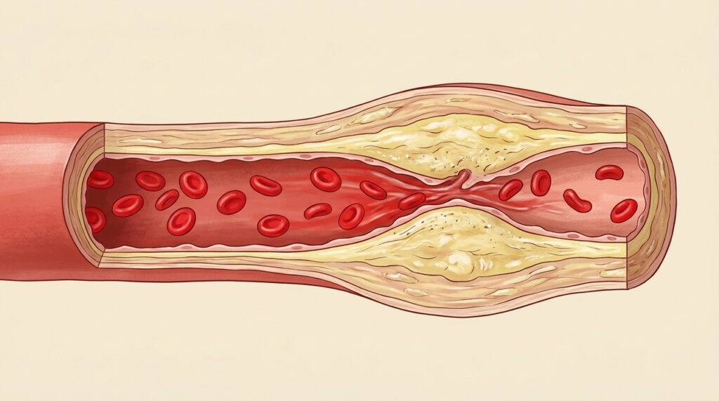 A rigidez das artérias aumenta a resistência à circulação do sangue e pode contribuir para a pressão elevada.