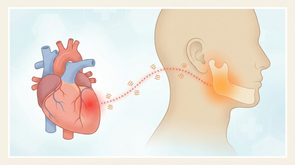 A angina pode causar dor que se espalha do coração para regiões como pescoço e mandíbula.