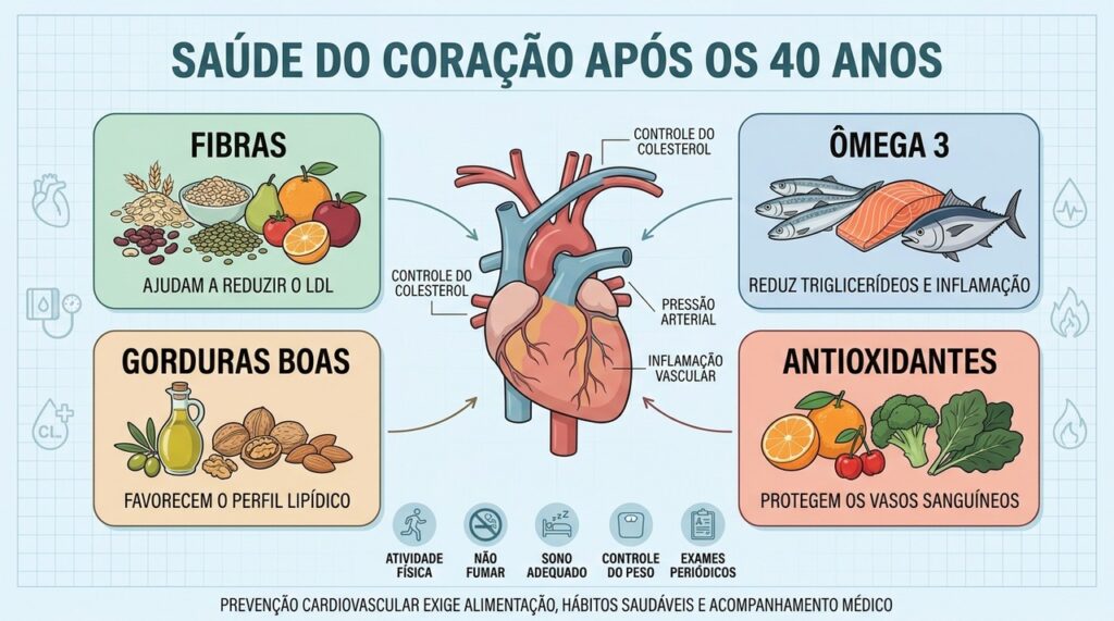 Fibras, ômega 3, gorduras boas e antioxidantes fortalecem a proteção cardiovascular.