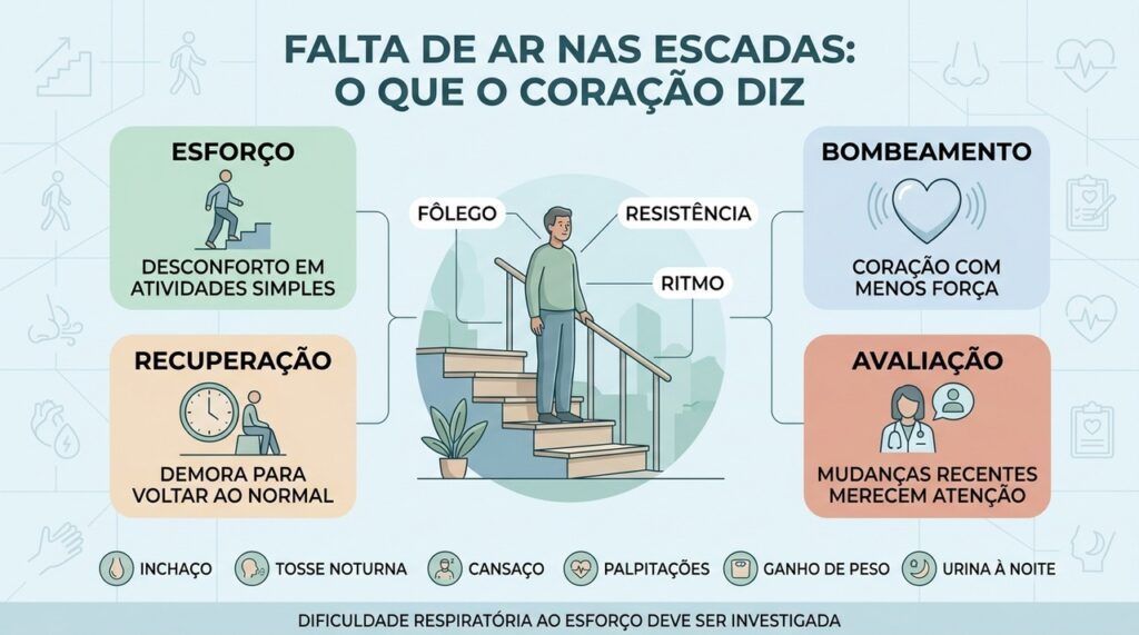 Esforço, evolução, sintomas associados e avaliação ajudam a reconhecer sinais cardiovasculares precoces.