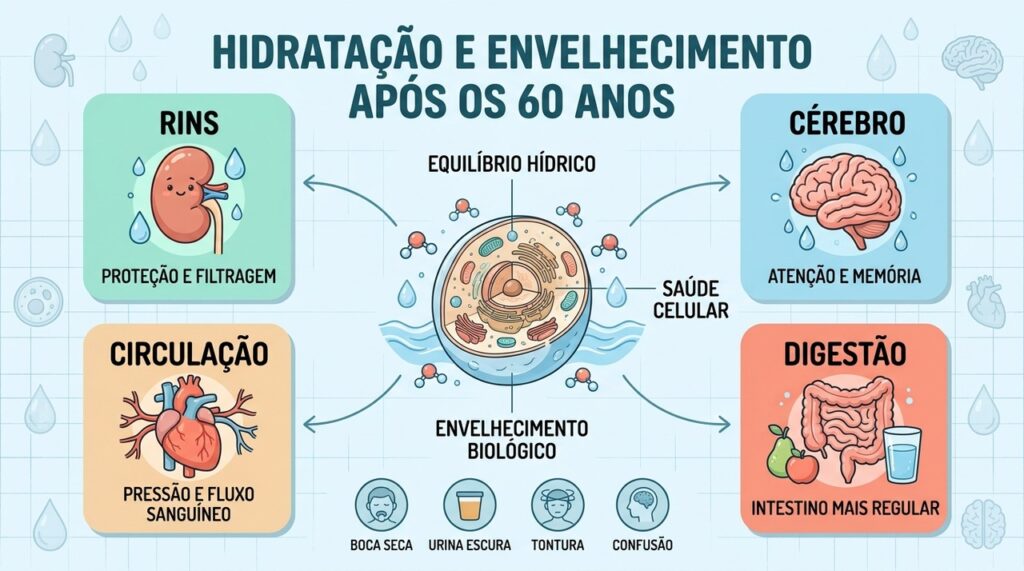 Rins, cérebro, circulação e digestão estão entre as funções beneficiadas pela hidratação adequada.