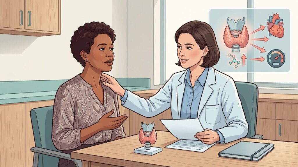 Exames hormonais diferenciam tireoide acelerada de ansiedade e outras condições.