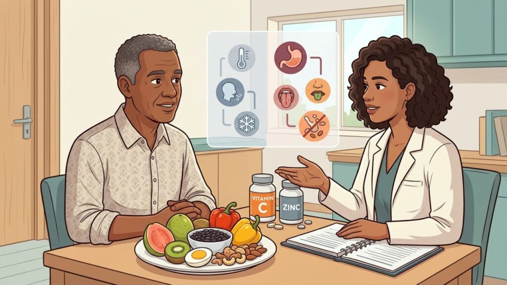 Vitamina C e zinco podem reduzir sintomas, mas não garantem prevenção.