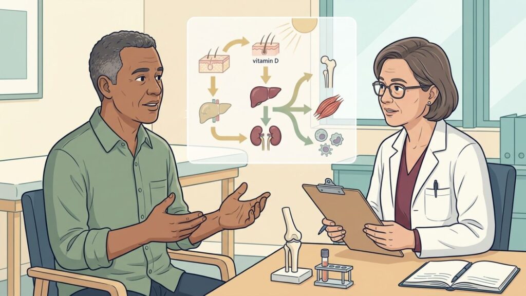 O exame de sangue diferencia deficiência de vitamina D de outras causas.