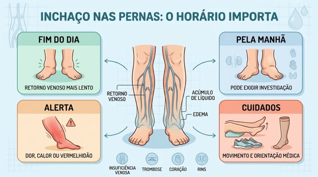 Horário, simetria, sinais de alerta e hábitos orientam a investigação do inchaço.