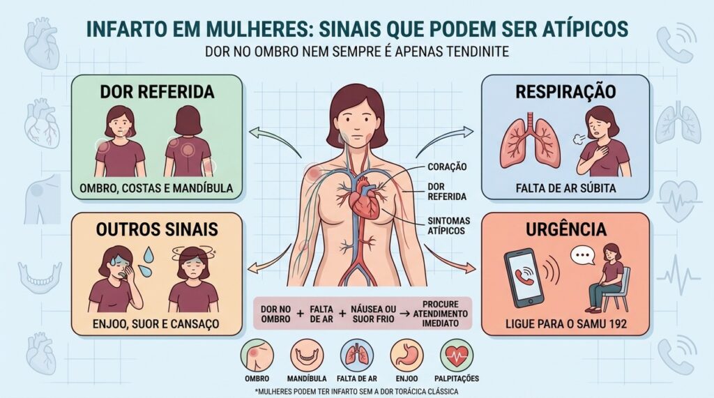 Dor referida, falta de ar e náusea ajudam a reconhecer sinais atípicos de infarto.