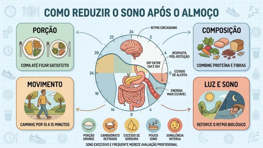 Composição do prato, porção, movimento e luz reduzem a sonolência pós-almoço.