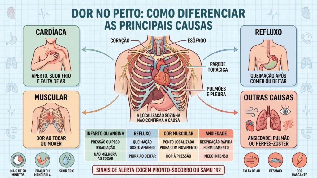 Padrão da dor e sinais associados ajudam a reconhecer situações de emergência.