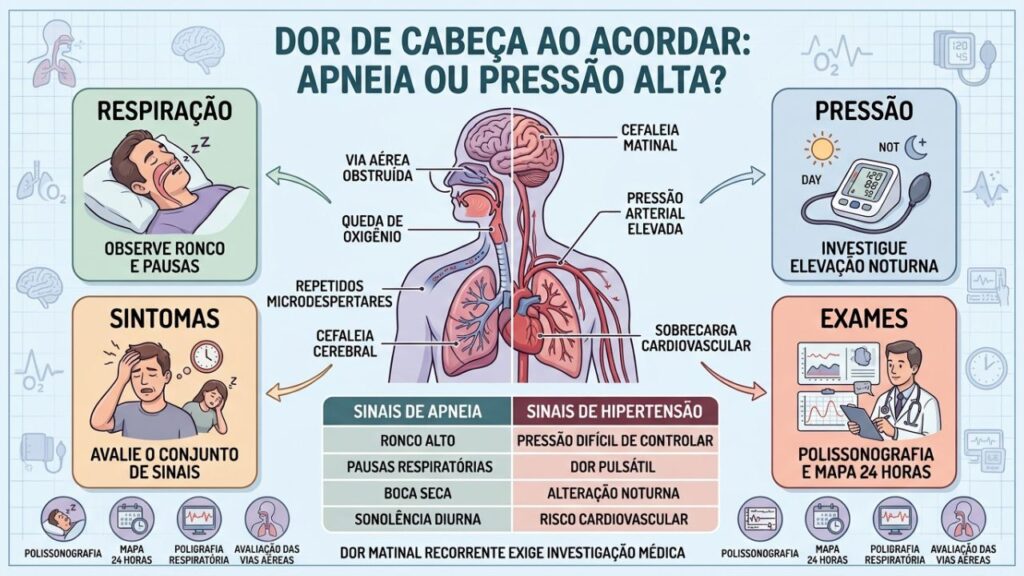 Respiração, pressão, sintomas e exames esclarecem as causas da cefaleia matinal.
