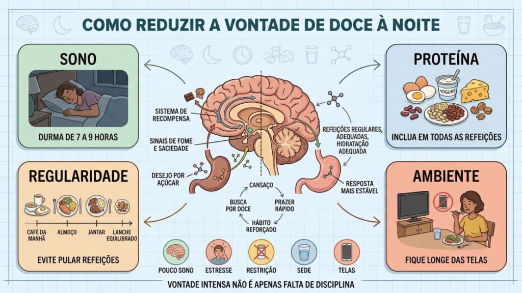 Sono, proteína, refeições regulares e atenção plena reduzem o desejo por açúcar.