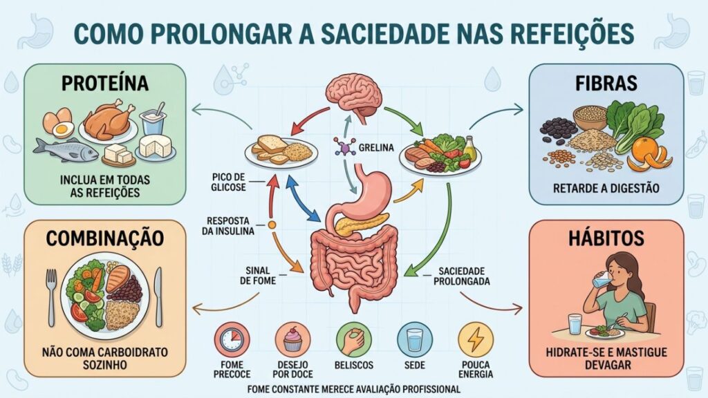 Proteína, fibras, combinações equilibradas e bons hábitos prolongam a saciedade.
