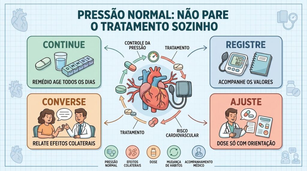 Pressão controlada exige acompanhamento, registro dos valores e decisões compartilhadas com o médico.
