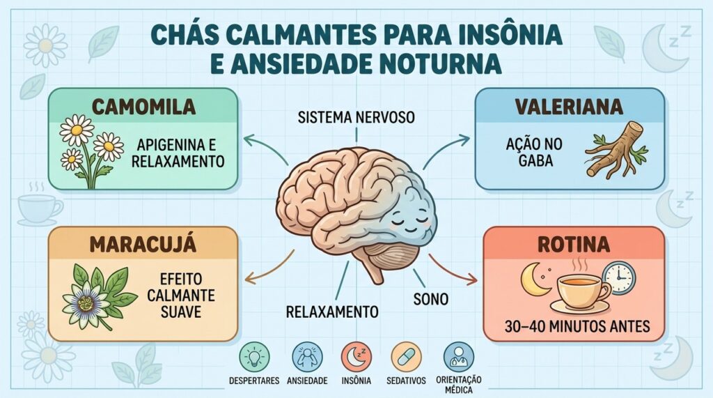 Camomila, valeriana, maracujá e rotina formam pilares para noites mais tranquilas.