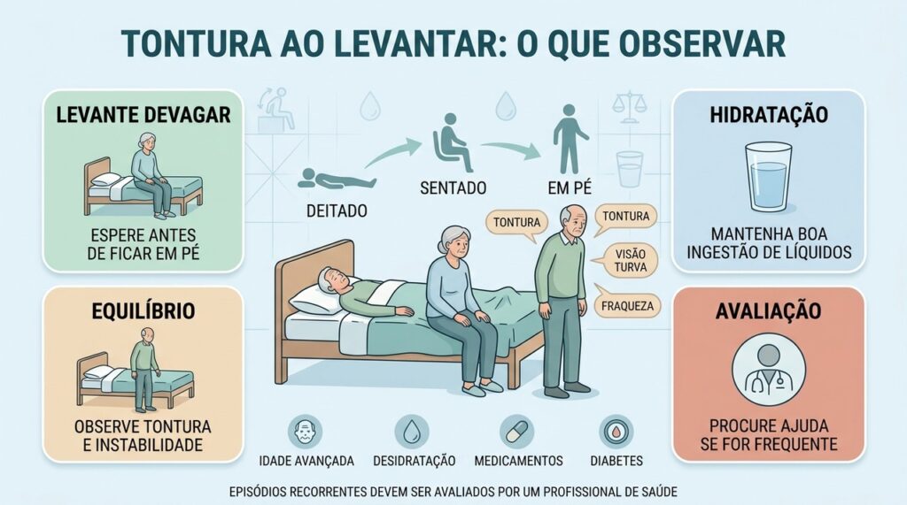 Levantar da cama com tontura repentina pode ser um sinal inicial de hipotensão ortostática
