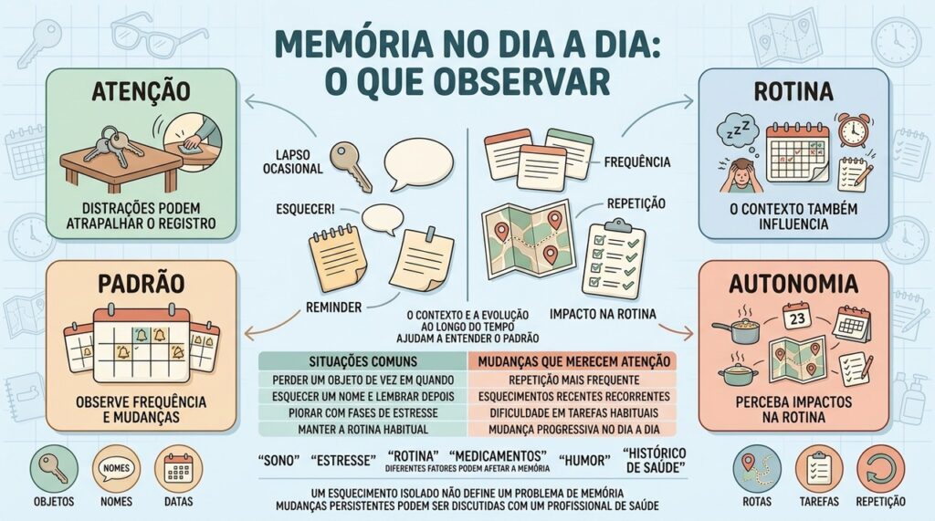 Atenção, memória recente, rotina e autonomia ajudam a diferenciar os padrões.