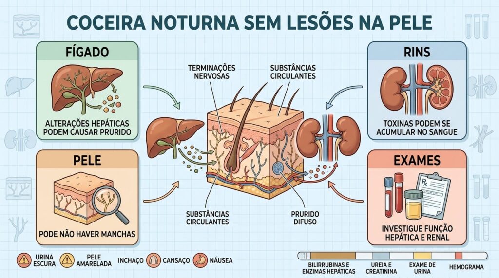 Fígado, rins e terminações nervosas podem estar envolvidos na coceira persistente.