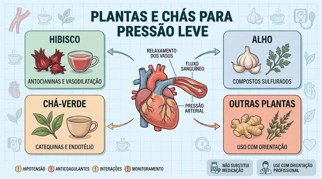 Hibisco, alho e chá-verde exigem cautela com doses, interações e medicamentos.