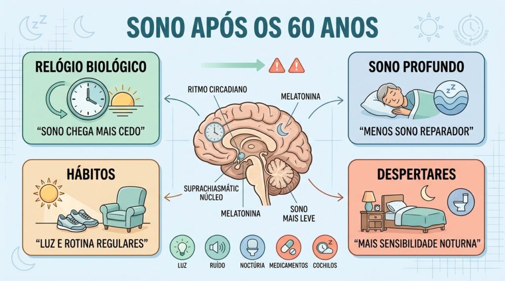 Quatro fatores ajudam a explicar o despertar precoce e as mudanças naturais do sono.