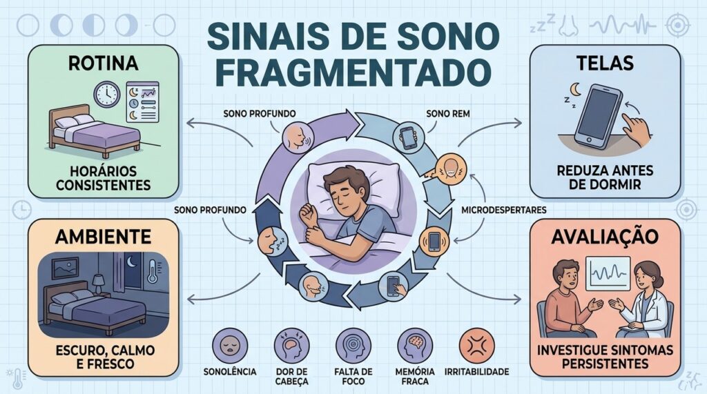 Rotina, menos telas, ambiente adequado e avaliação ajudam a recuperar o sono reparador.