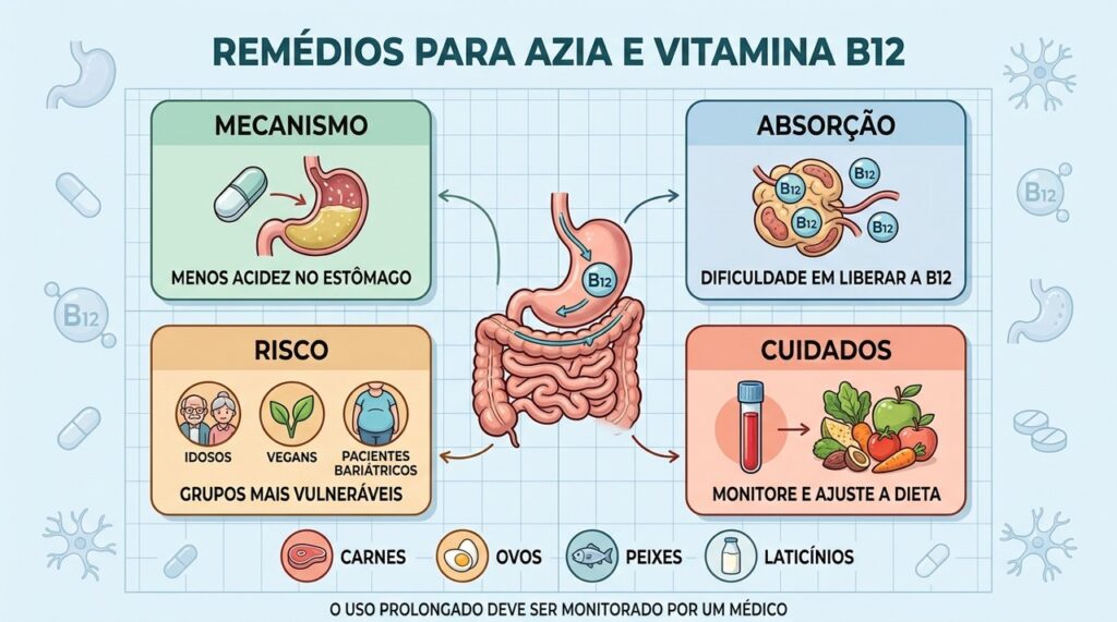 Menos acidez pode reduzir a liberação e absorção da vitamina B12.