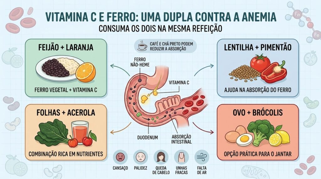Feijão, lentilha, folhas e ovos ganham aliados quando combinados com vitamina C.