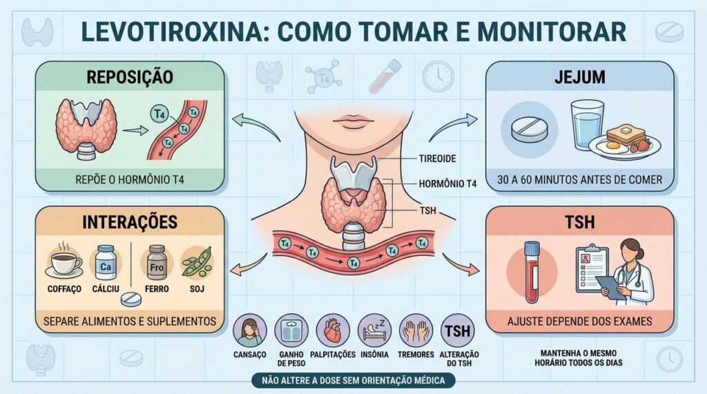 Jejum, interações e controle do TSH orientam o uso correto da levotiroxina.