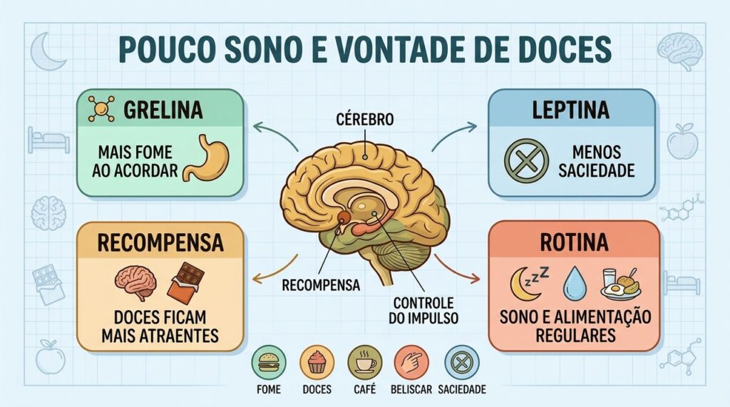 Sono insuficiente influencia hormônios da fome, recompensa cerebral e escolhas alimentares no dia seguinte.