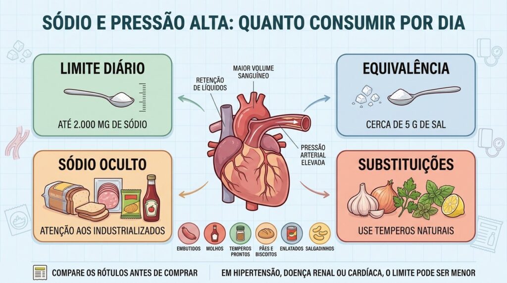 Limite diário, sódio oculto e temperos naturais ajudam no controle da pressão.