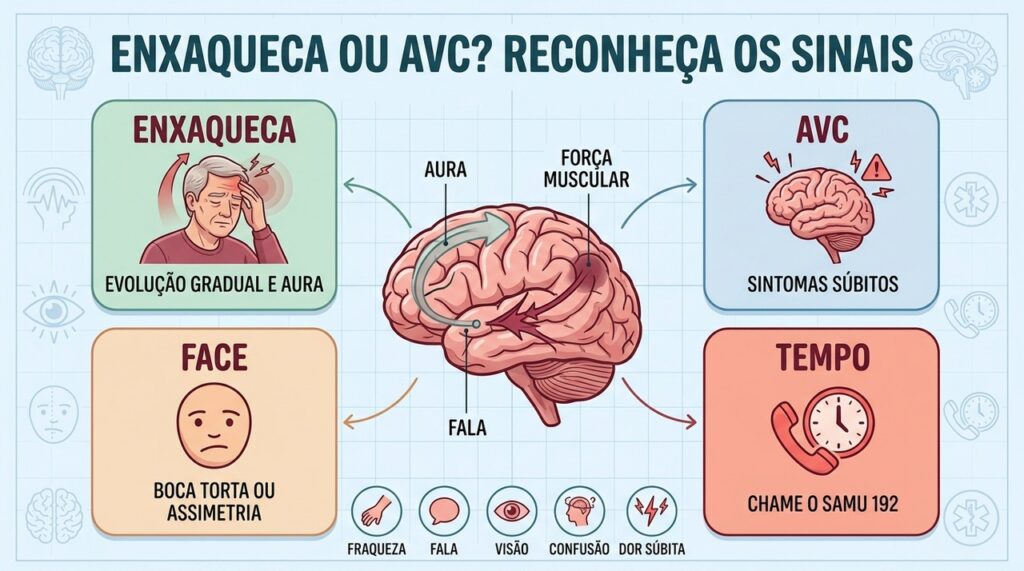 Reconhecer sinais súbitos de face, força, fala e visão ajuda a identificar possíveis casos de AVC.