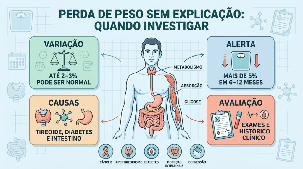 O limite de 5% do peso corporal ajuda a definir quando investigar causas.