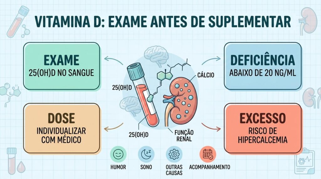Exame, deficiência e dose adequada ajudam a evitar riscos da suplementação sem indicação.
