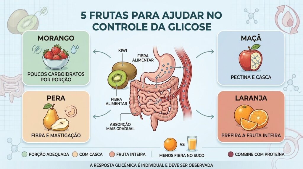 Fibras, porção, fruta inteira e boas combinações ajudam no controle glicêmico.